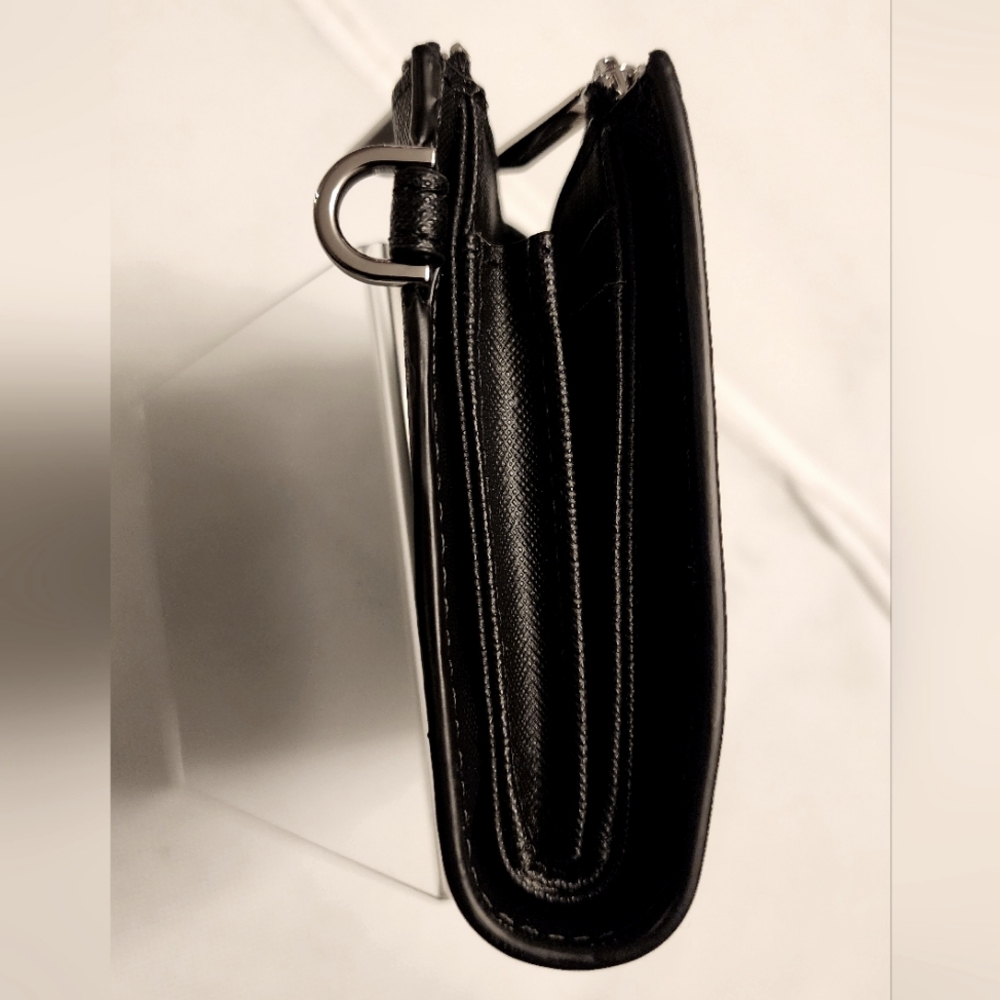 NWOT Michael Kors Jet Set Travel Double zip wristlet Leather wallet Black Silver - Picture 8 of 15